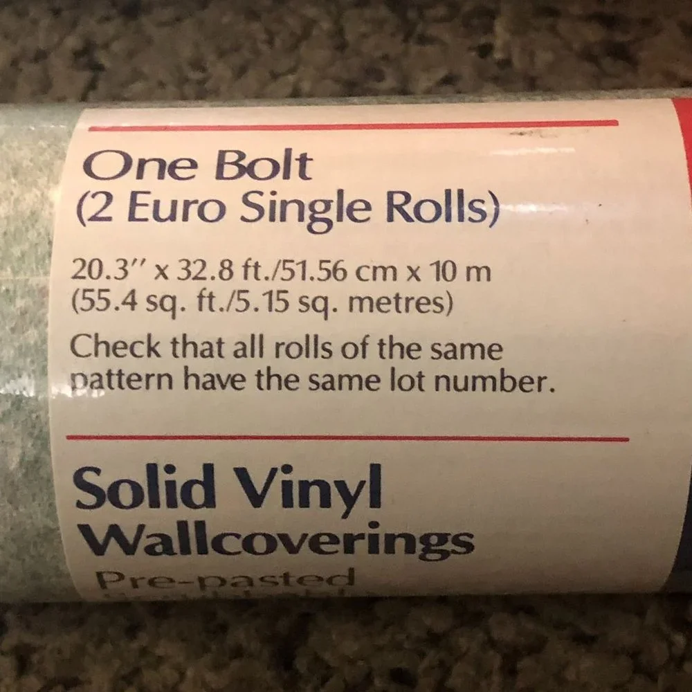 Vintage International Wallcoverings Wallpaper NEW 2 Bolts Green Cream Slight Gra